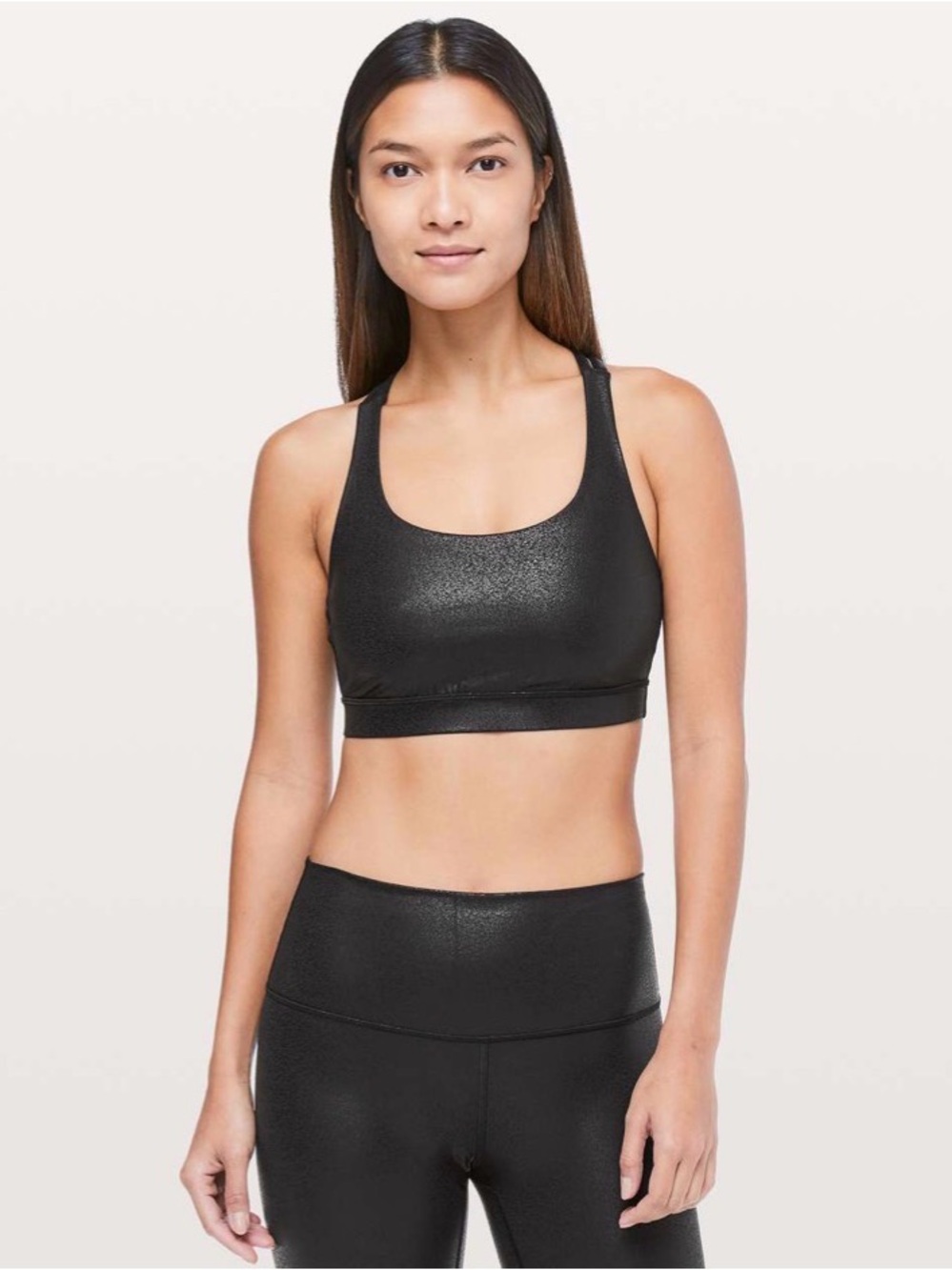 Lululemon Energy Bra Luminosity Foil Print Black Black size 10 shimmer
